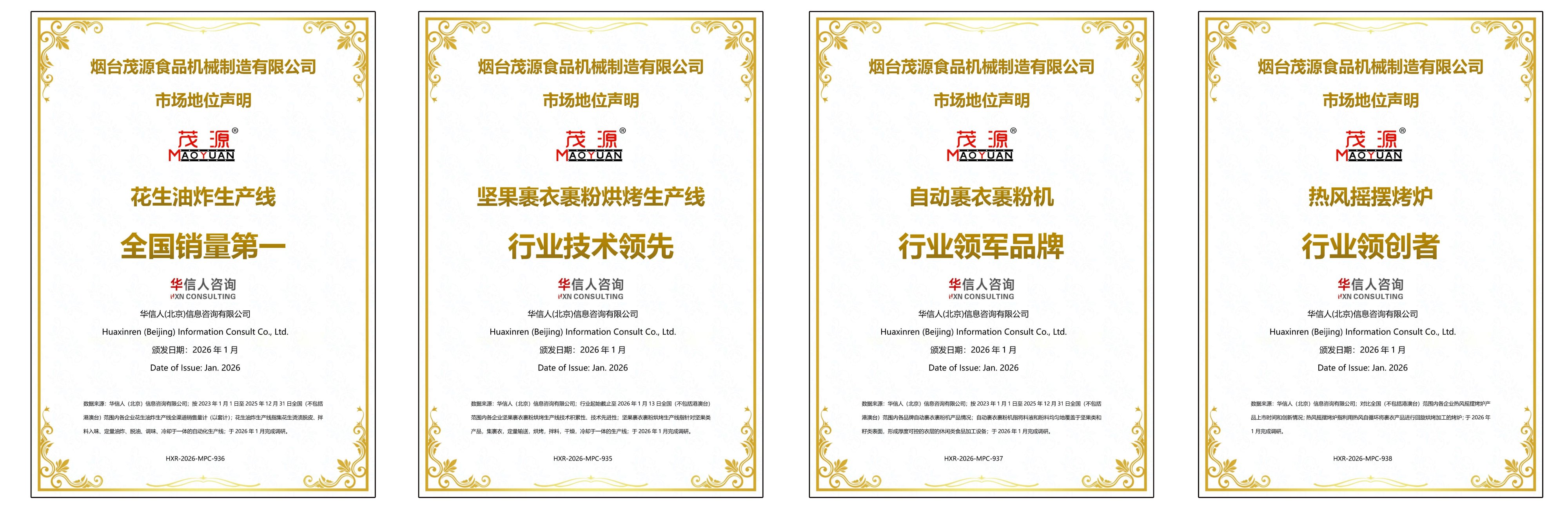 四項(xiàng)市場(chǎng)地位認(rèn)證加持！茂源食品機(jī)械以硬核實(shí)力領(lǐng)跑堅(jiān)果炒貨設(shè)備行業(yè)